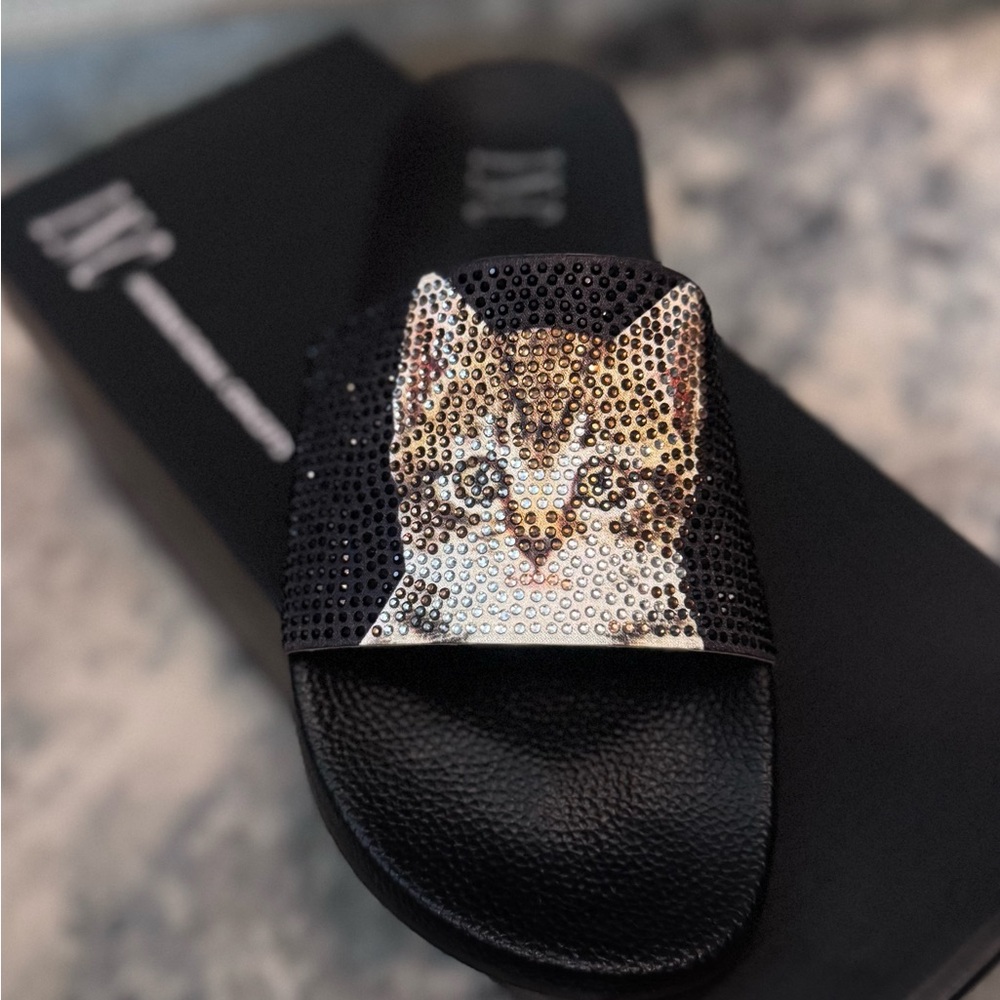 INC International Concepts Black Cat Embellished Sandals